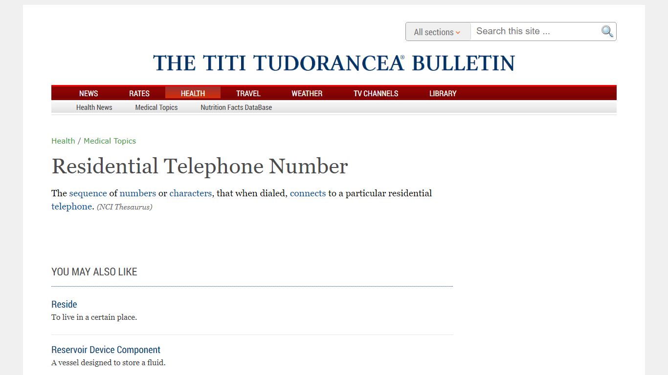 What does Residential Telephone Number mean? Definition, meaning and sense